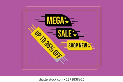 Sale banner template design, mega sale special offer. Up to 35% off
