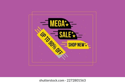 Sale banner template design, mega sale special offer. Up to 90% off
