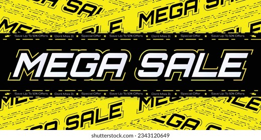 Sale Banner template Design, Mega Sale special offer banner vector illustration, dont miss it warning concept
