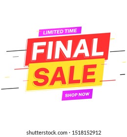 Sale banner template design. Modern special offer vector illustration. Limited time discount tag for web