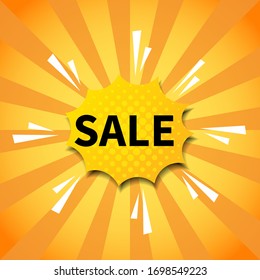 Sale banner template design on yellow backaground. Vector illustration