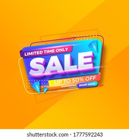 Sale banner template design for the online store, discount background, shop, promotional poster.