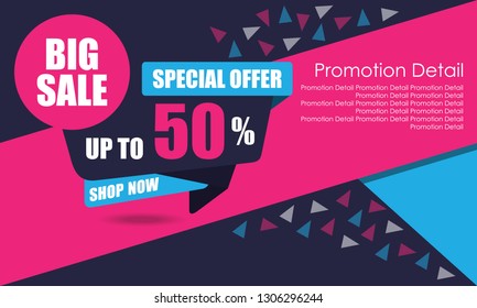 Sale banner template design, poster, Special Offer Sale, discounts, up to 50% off. Vector illustration. Store label. Communication poster - Vector