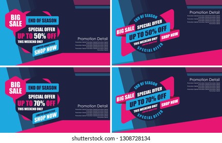 Sale Banner Template Design, Poster, This Weekend Special Offer Sale, Discounts, up to 50% and 70% off. Vector Illustration. Store Label. Communication Poster - Vector