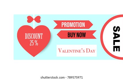Sale banner template design, sale promotion banner in valentine day, vector illustration
