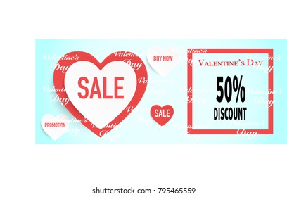 Sale banner template design, sale promotion banner in valentine day, vector illustration