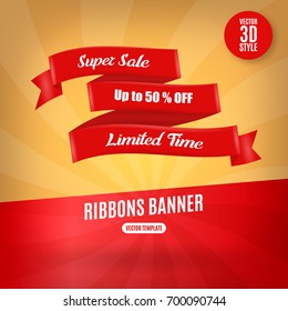 sale banner template design in red and yellow