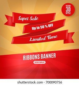 sale banner template design in red and yellow