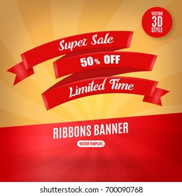 sale banner template design in red and yellow
