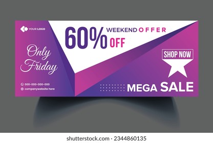 Sale banner template design for social media, end of season mega sale banner for post, vector illustration