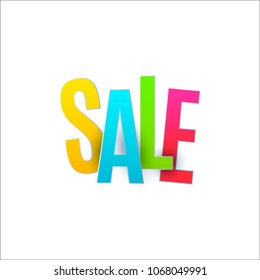 Sale banner template design. Special offer, colourful letters for shopping, mall, trade, retail. Typography