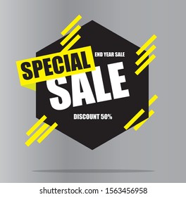 Sale banner template design, special sale end year sale. Super Sale, end of season special offer banner. vector illustration.