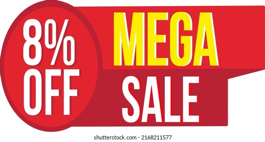 Sale banner template design, special offer big sale. Vector illustration. 8% off. 