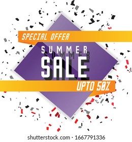 Sale banner template design, summer sale special offer. up yo 50% offer. vector illustration.