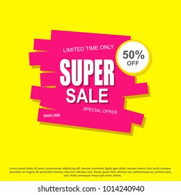 Sale banner template design. Super sale.