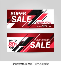 Sale banner template design. Super sale special offer. End of season special offer banner. Vector illustration.