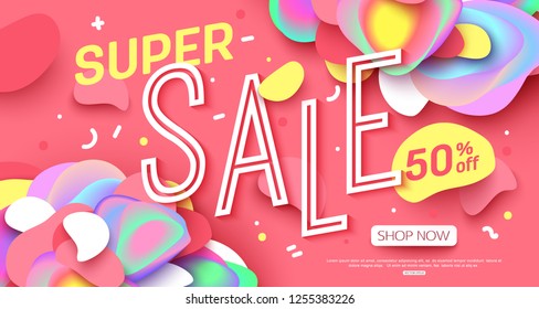 Sale banner template design, super sale for online shopping vector illustration