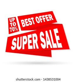 Sale banner template design, super sale up to 70% off. Vector illustration