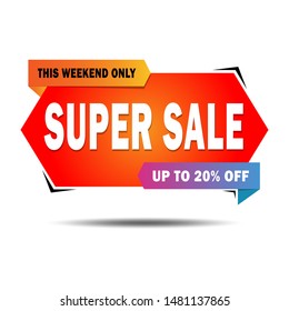 Sale banner  template design. Super sale, special offer up to 20%. Design for advertising and promotion. Vector illustration