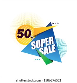 Sale banner template design, super sale 50%. Vector illustration.