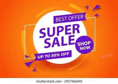 Sale banner template design, Super sale special offer. 