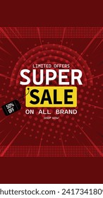 Sale banner template design . Super Sale, end of season special offer banner. vector illustration.