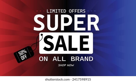 Sale banner template design . Super Sale, end of season special offer banner. vector illustration.