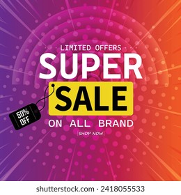 Sale banner template design . Super Sale, end of season special offer banner. vector illustration.