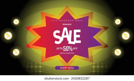 Sale banner template design . Super Sale, end of season special offer banner. vector illustration.