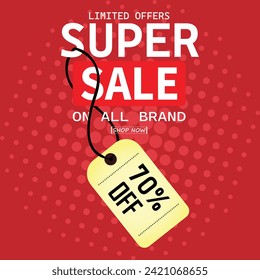 Sale banner template design . Super Sale, end of season special offer banner. vector illustration.