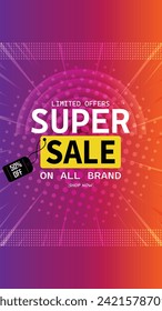 Sale banner template design . Super Sale, end of season special offer banner. vector illustration.