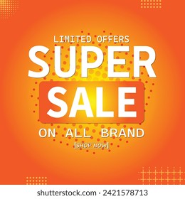 Sale banner template design . Super Sale, end of season special offer banner. vector illustration.