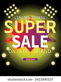 Sale banner template design . Super Sale, end of season special offer banner. vector illustration.