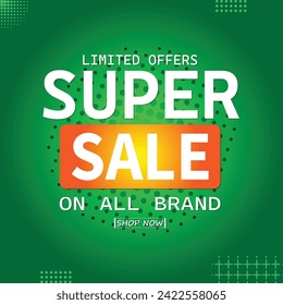 Sale banner template design . Super Sale, end of season special offer banner. vector illustration.