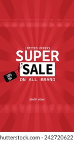 Sale banner template design . Super Sale, end of season special offer banner. vector illustration.