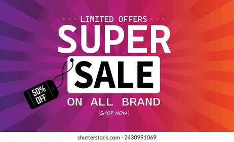 Sale Banner Template Design . Super Sale, Ende der Saison Sonderangebot Banner. Vektor-Illustration.