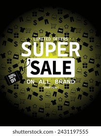 Sale banner template design . Super Sale, end of season special offer banner. vector illustration.