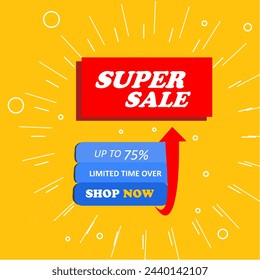 Sale banner template design, super sale special offer. end of season special offer banner. vector illustration.