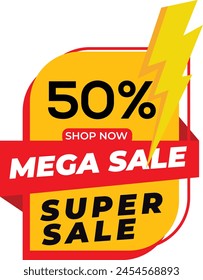 Sale banner template design, Super Sale, end of season special offer banner.  Special offer mega sale banner template,  Super Discount Offer, promotion for social media vector illustration. 