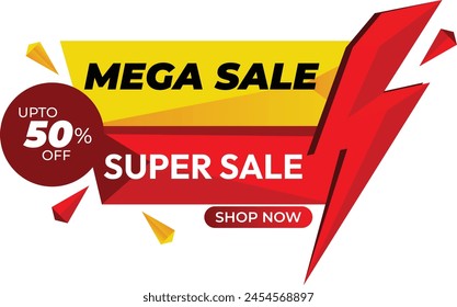 Sale banner template design, Super Sale, end of season special offer banner.  Special offer mega sale banner template,  Super Discount Offer, promotion for social media vector illustration. 
