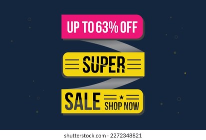 Sale banner template design, supper sale special offer. Up to 63% off