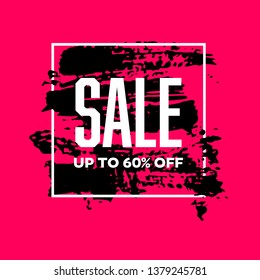 Sale banner template design. Vector illustration with a big sale special offer concept. Price tag label. Discount offer with black acrylic texture.