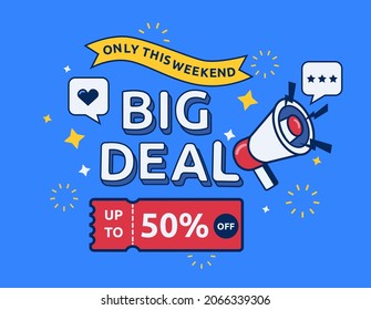 Sale banner template design, vector illustration of big deal special offer promotion discount banner.