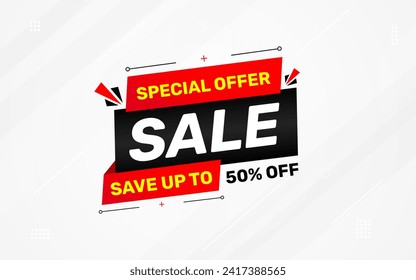 Sale banner template design vector illustration, Special offer sale tag,  sale offer banner. Sale Discount template for marketing promotion, retail, store, shop, online store, or website.