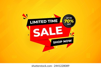 Plantilla de banner de venta ilustración vectorial de diseño, Etiqueta de venta de oferta especial, banner de oferta de venta. Plantilla de descuento de venta para promoción de marketing, venta al por menor, tienda, tienda, tienda en línea o sitio web.