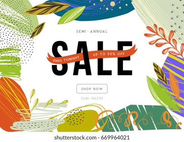 Sale banner template design. Vector illustration.