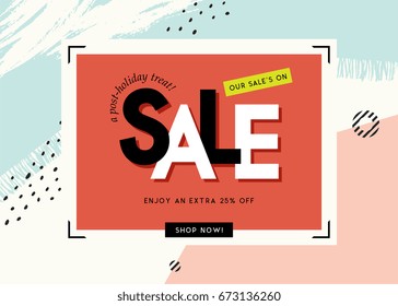 Sale banner template design. Vector illustration.