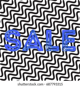 Sale Banner Template Design Vector. Abstract Texture White Background. Beautiful Discount for Shop, Sale banners. Background with Wavy Black Lines.