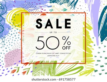 Sale banner template design. Vector illustration.