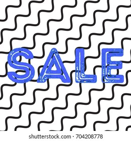 Sale Banner Template Design Vector. Abstract Texture White Background. Beautiful Discount for Shop, Sale banners. Background with Wavy Black Lines.